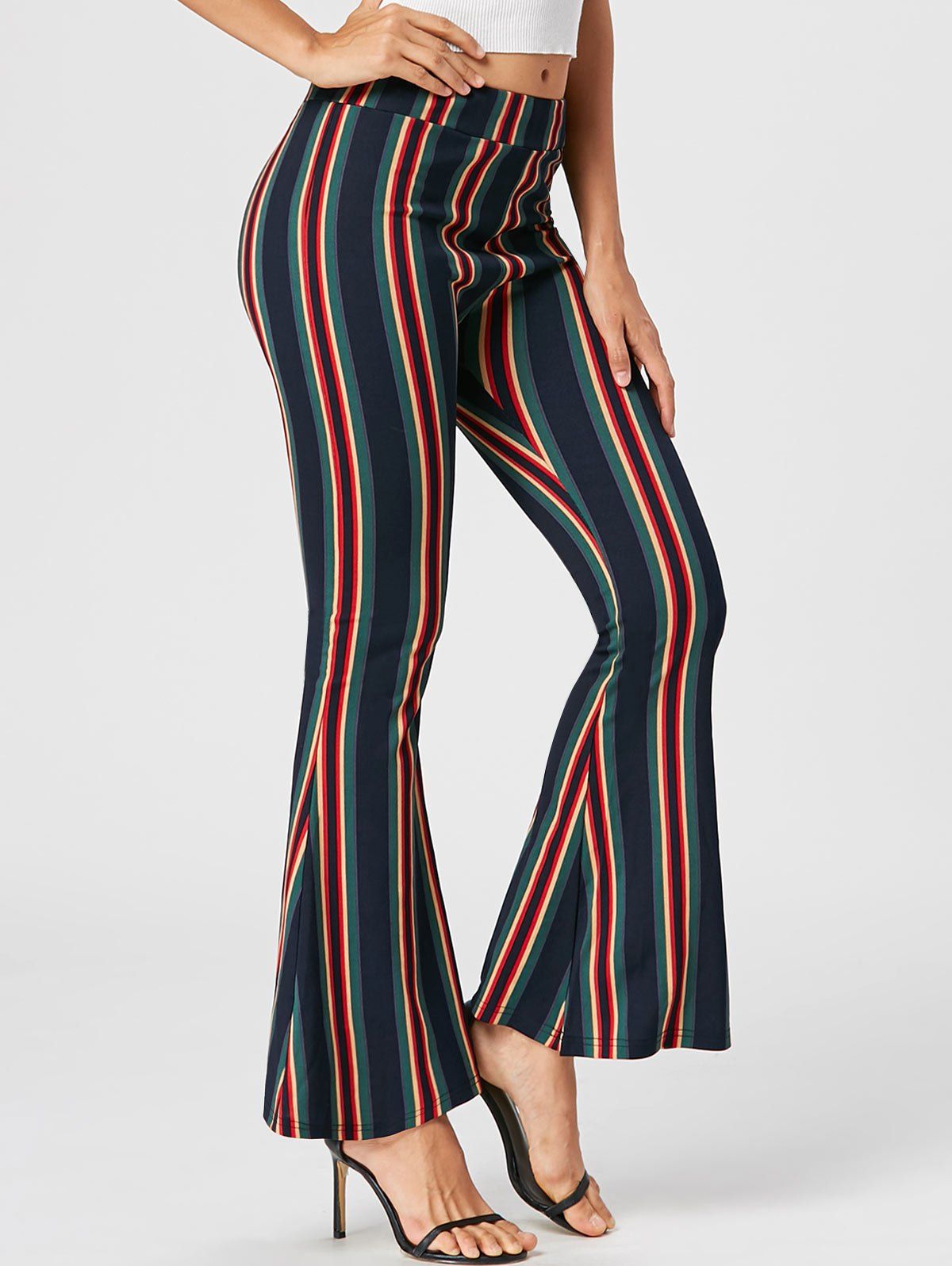 [17% OFF] 2021 Striped Flare Pants In COLORMIX | DressLily