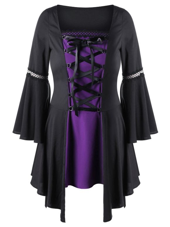 Top Grande Taille Mouchoir à Lacets - Noir et Violet 3XL