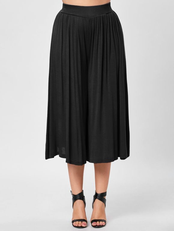 Pantalon Culotte à Taille-Haute Grande-Taille - Noir 6XL