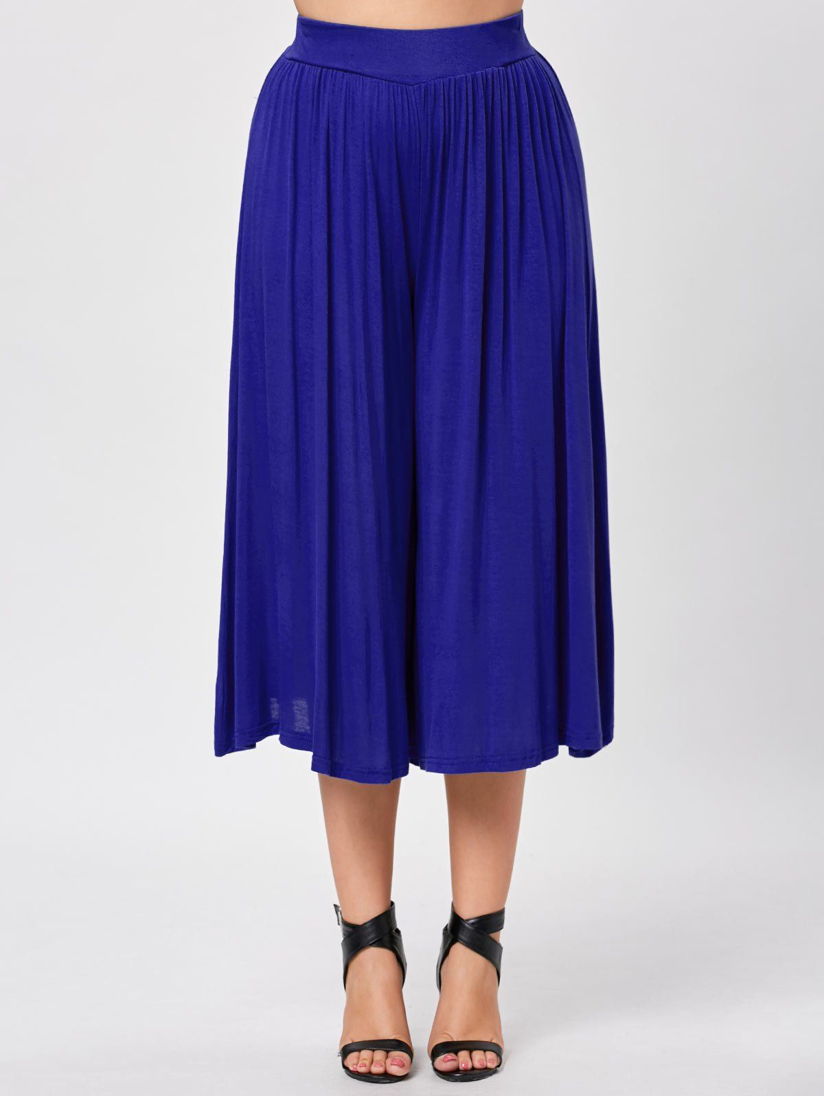 

Plus Size High Waist Culotte Pants, Blue