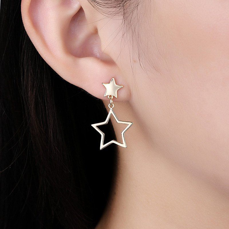 

Cute Alloy Doubled Star Earrings, Golden