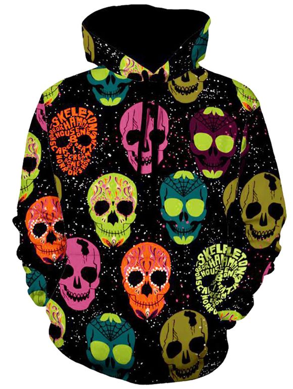 Sweat-shirt à Capuche Halloween Graphique Crânes - multicolore 2XL