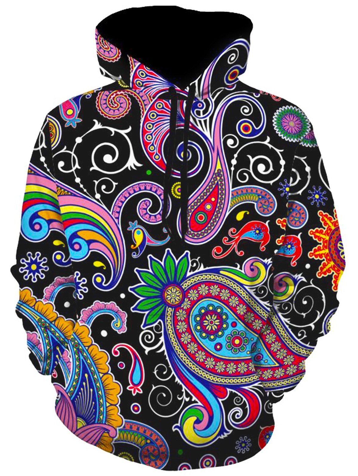 

Drawstring Pullover Paisley Hoodie, Colormix