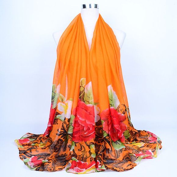 Écharpe en érable à fleurs - Orange 