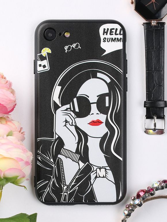 Cool Girl Pattern Phone Case pour Iphone - Noir FOR IPHONE 7