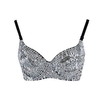 2018 Full Coverage Sequined Bra SILVER S In Bras Online Store. Best ...