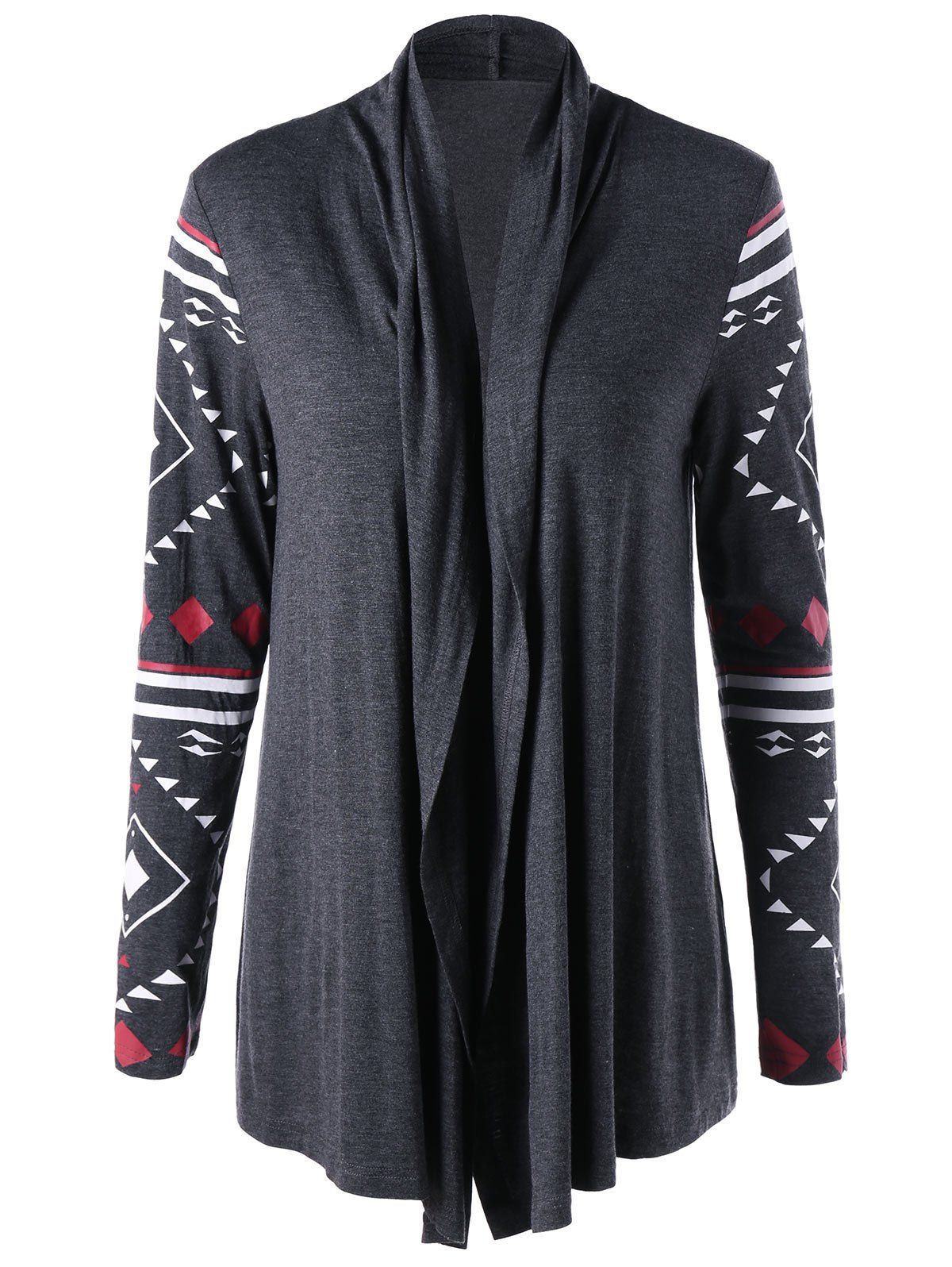 

Geometric Print Jersey Cardigan, Mouse grey