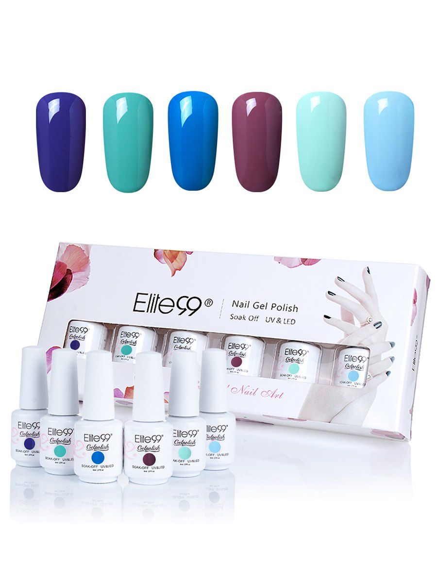 

6 Colors Elite99 Soak Off Polish Gel UV LED Nail Set, #01