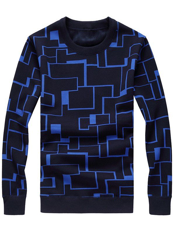 

Abstract Pattern Flocking Crew Neck Sweatshirt, Blue