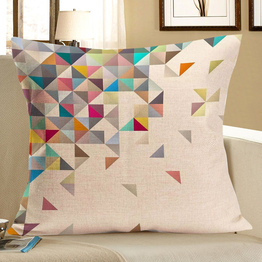 

Geometric Printed Home Decor Linen Pillow Case, Colorful