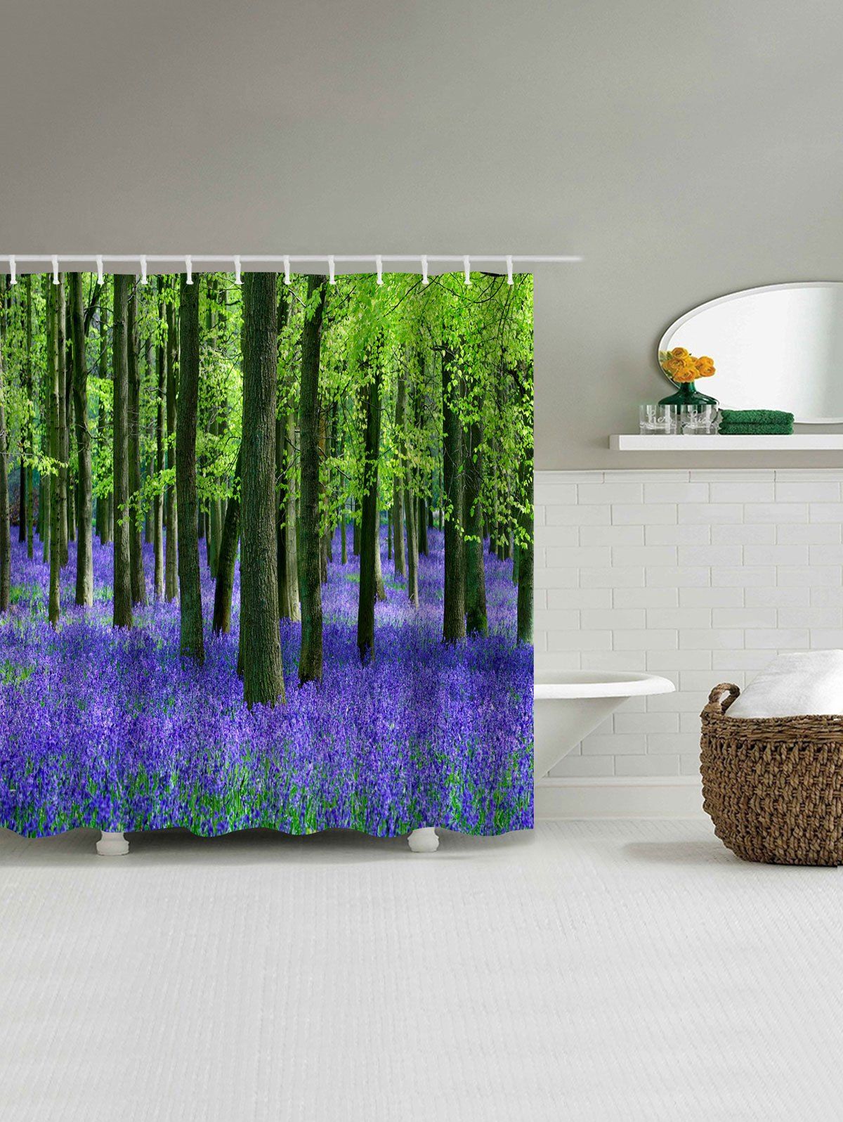 2018 Lavender Forest Print Waterproof Bathroom Shower Curtain COLORMIX W INCH L INCH In Shower