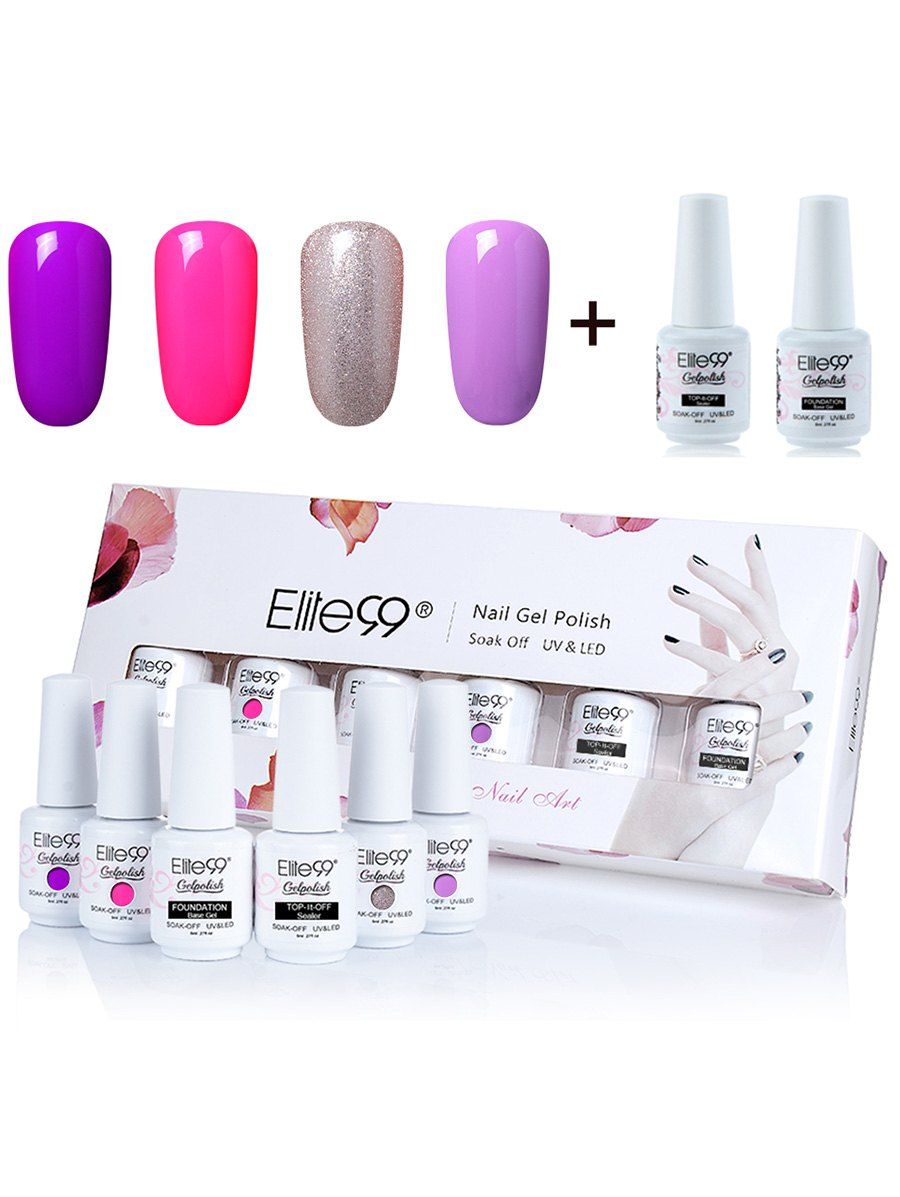 

4 Colors Elite99 Soak Off Gel Polish Lacquer UV LED Nail Set, #01