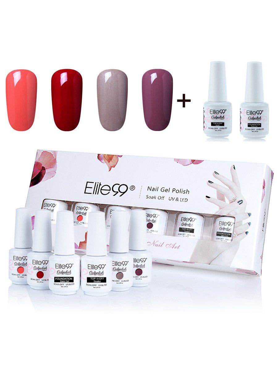 

Elite99 6 Pieces Waterproof Polish UV LED Soak Off Gel Nail Set, Ivory