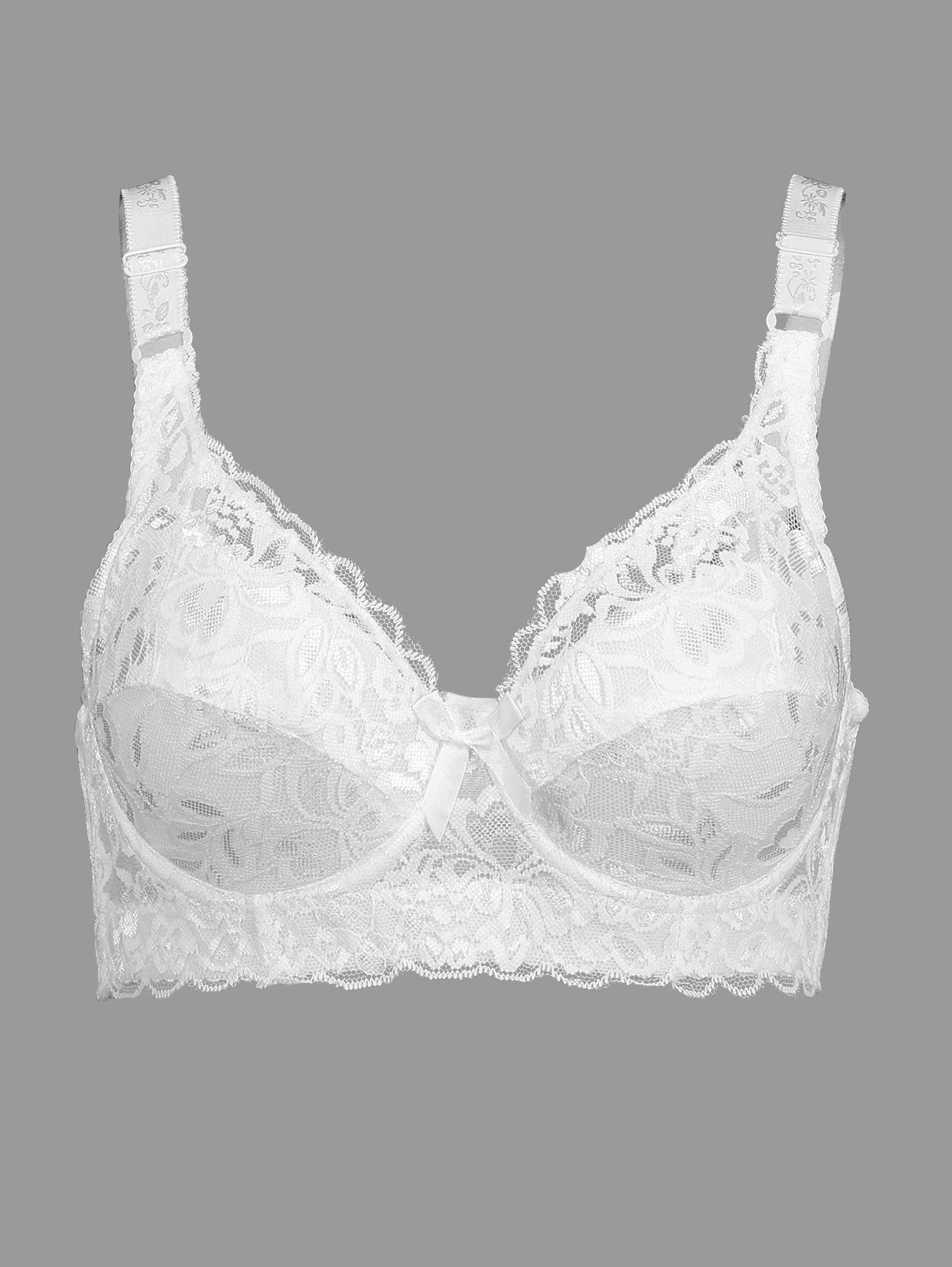 [17 Off] 2021 Plus Size Lace Panel Bowknot Unlined Underwire Bra In