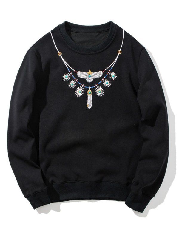

Beaded Embroidered Flocking Sweatshirt, Black