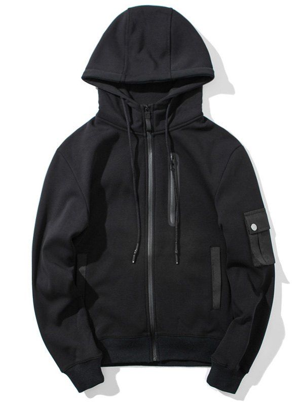

Zip Up Flocking Hoodie, Black