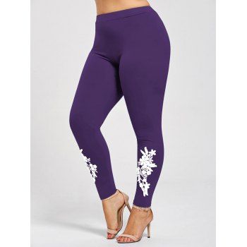 

Plus Size Appliqued Jersey Leggings, Purple