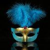 Masque Soirée D'Halloween Floral en Faux Plume - Bleu 