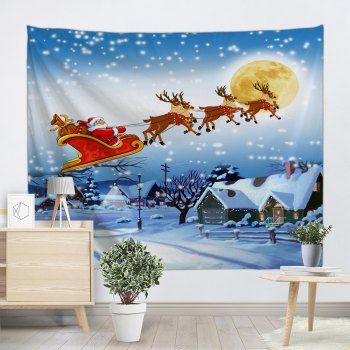 Christmas Village Print Tapestry Wall Hanging Art (ICE BLUE,W59 INCH