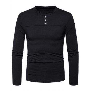 [41% OFF] 2023 Buttons Embellished Long Sleeve T-shirt With Seams In ...