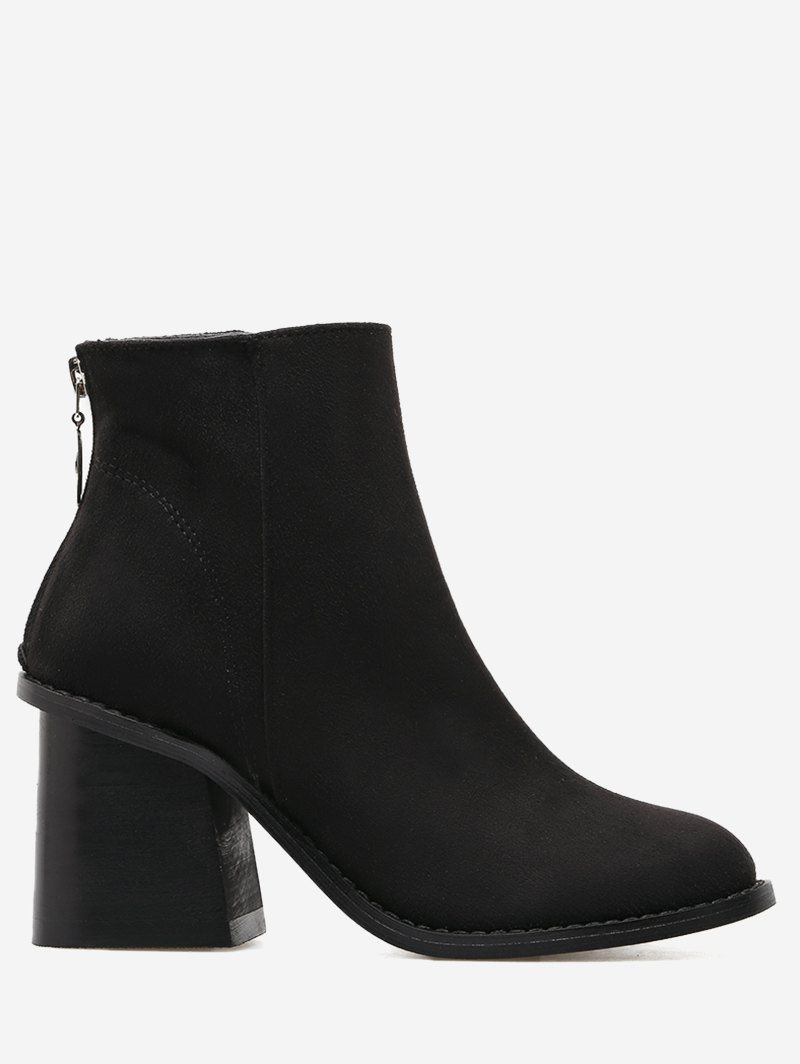 

Chunky Heel Zip Ankle Boots, Black