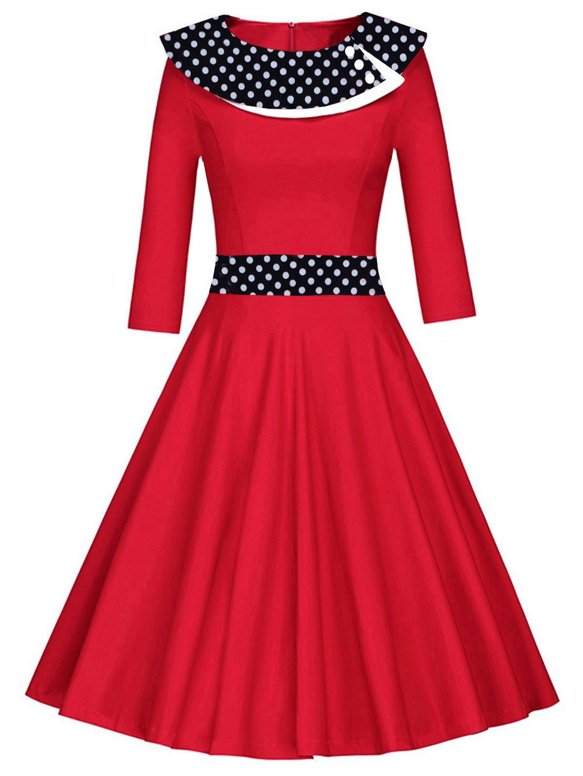 

Retro Polka Dot Fit and Flare Dress, Red