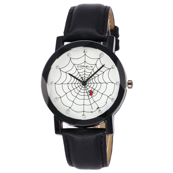 Montre Analogique avec Cadran Motif Toile d'Araignée - Noir 