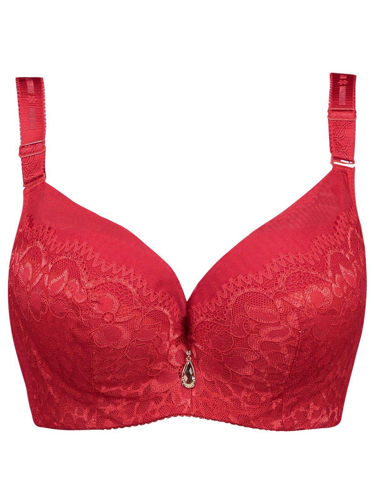 [41% OFF] 2020 Plus Size Flower Lace Padded Underwire Bra In RED ...