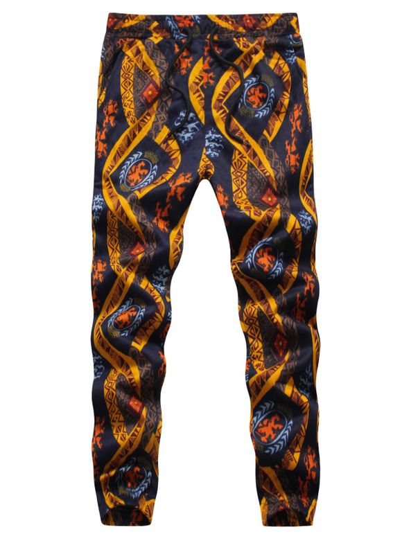 Pantalon de Jogging Gaufrage Imprimé de Style Ethnique - multicolore L