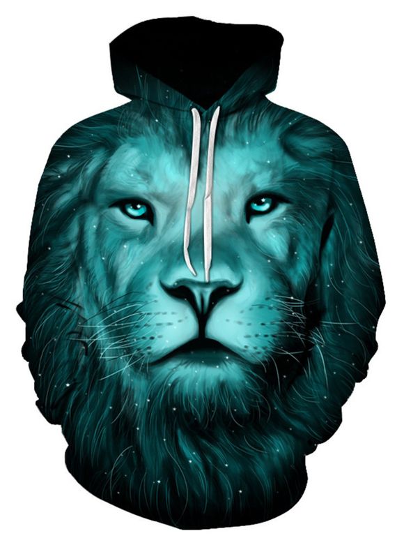 Sweat à Capuche Imprimé Lion 3D - multicolore 3XL