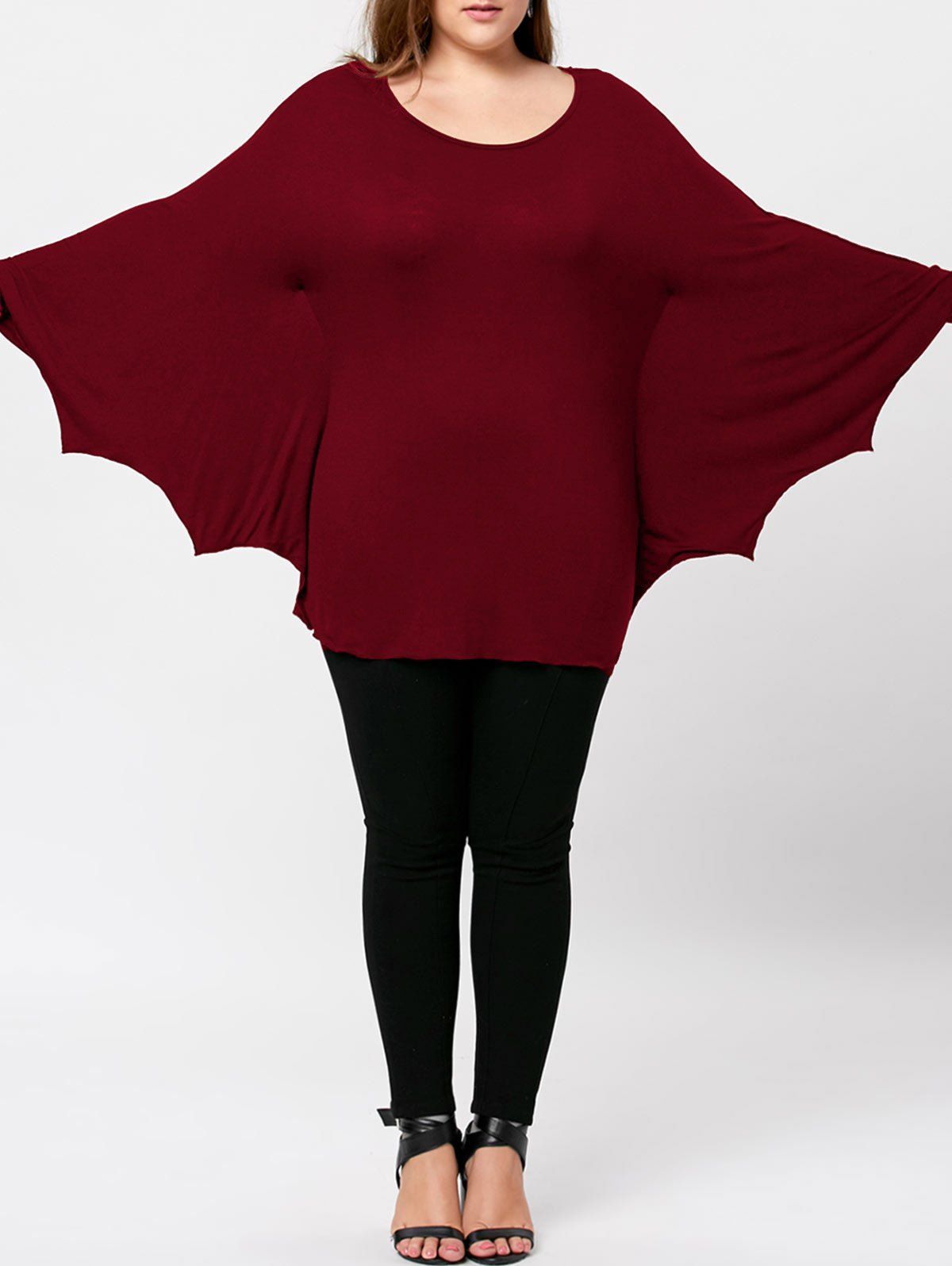

Plus Size Halloween Batwing T-shirt, Red