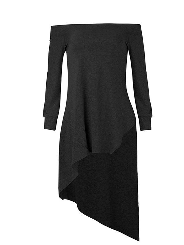 

Off The Shoulder Asymmetric T Shirt, Black