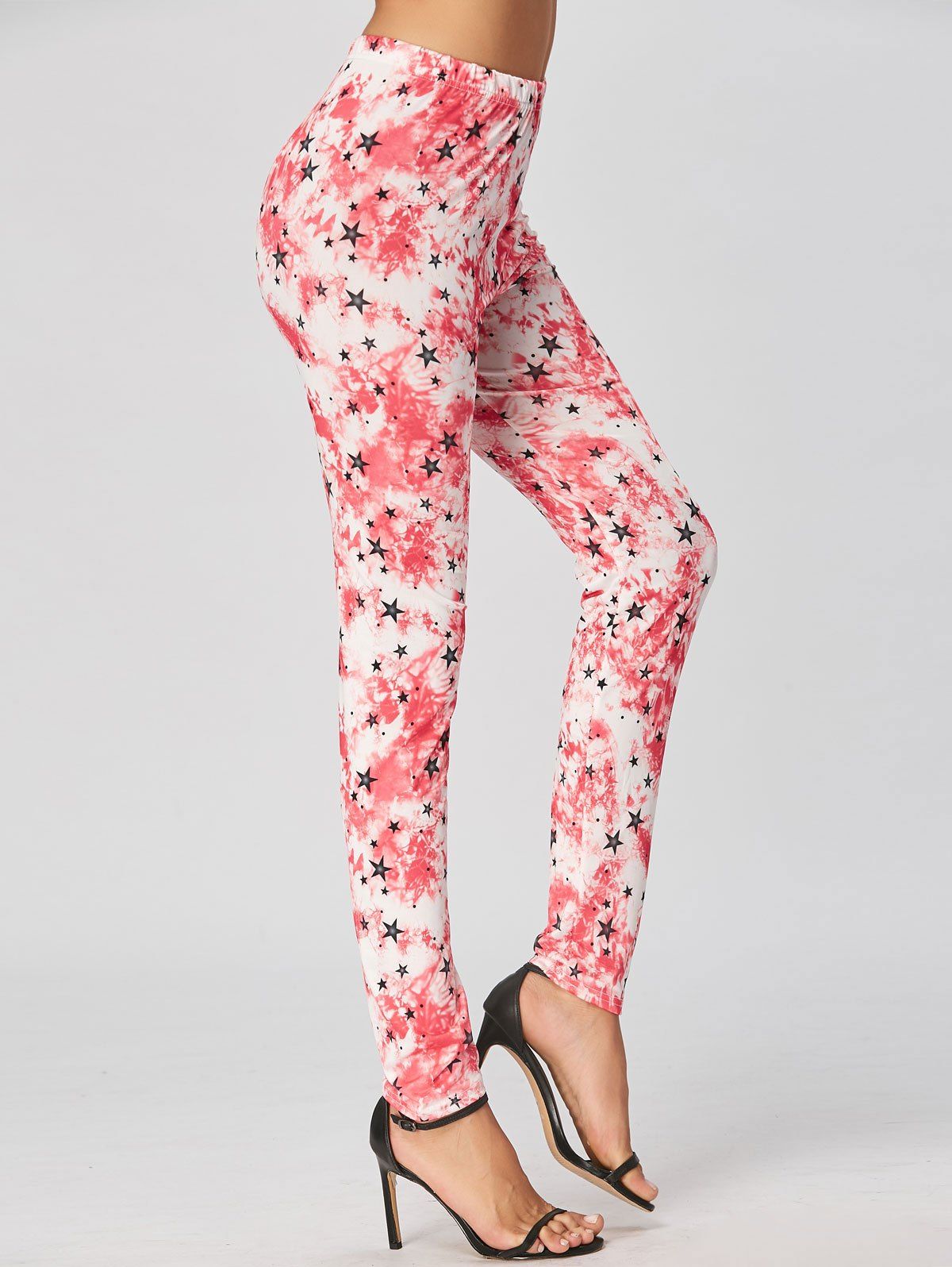

Star Print Leggings, Red