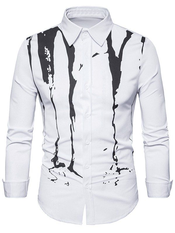 

Splatter Paint Printed Long Sleeve Shirt, White