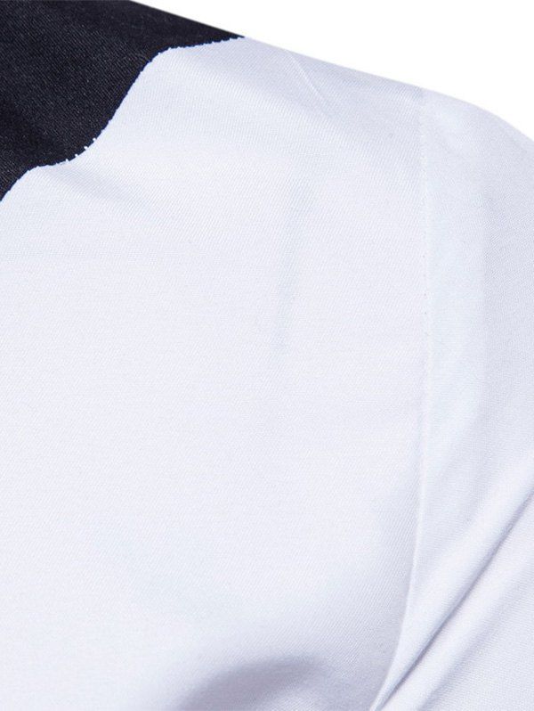 2018 Long Sleeve Irregular Insert Two Tone Shirt WHITE M In Shirts ...