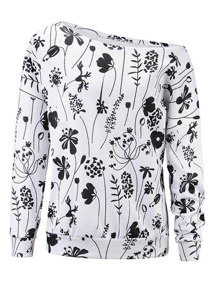 

Print One Shoulder Sweatshirt, White