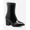 Patent Leather Stud Pointed Toe Ankle Boots - BLACK 38