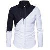 Chemise Irrégulière à Deux Tons à Manches Longues - Blanc 2XL