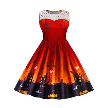 [41% OFF] 2024 Halloween Lace Panel Plus Size Dress In ORANGE | DressLily