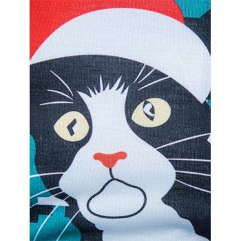 

3D Geometric Cat Print Christmas T-shirt, Colormix
