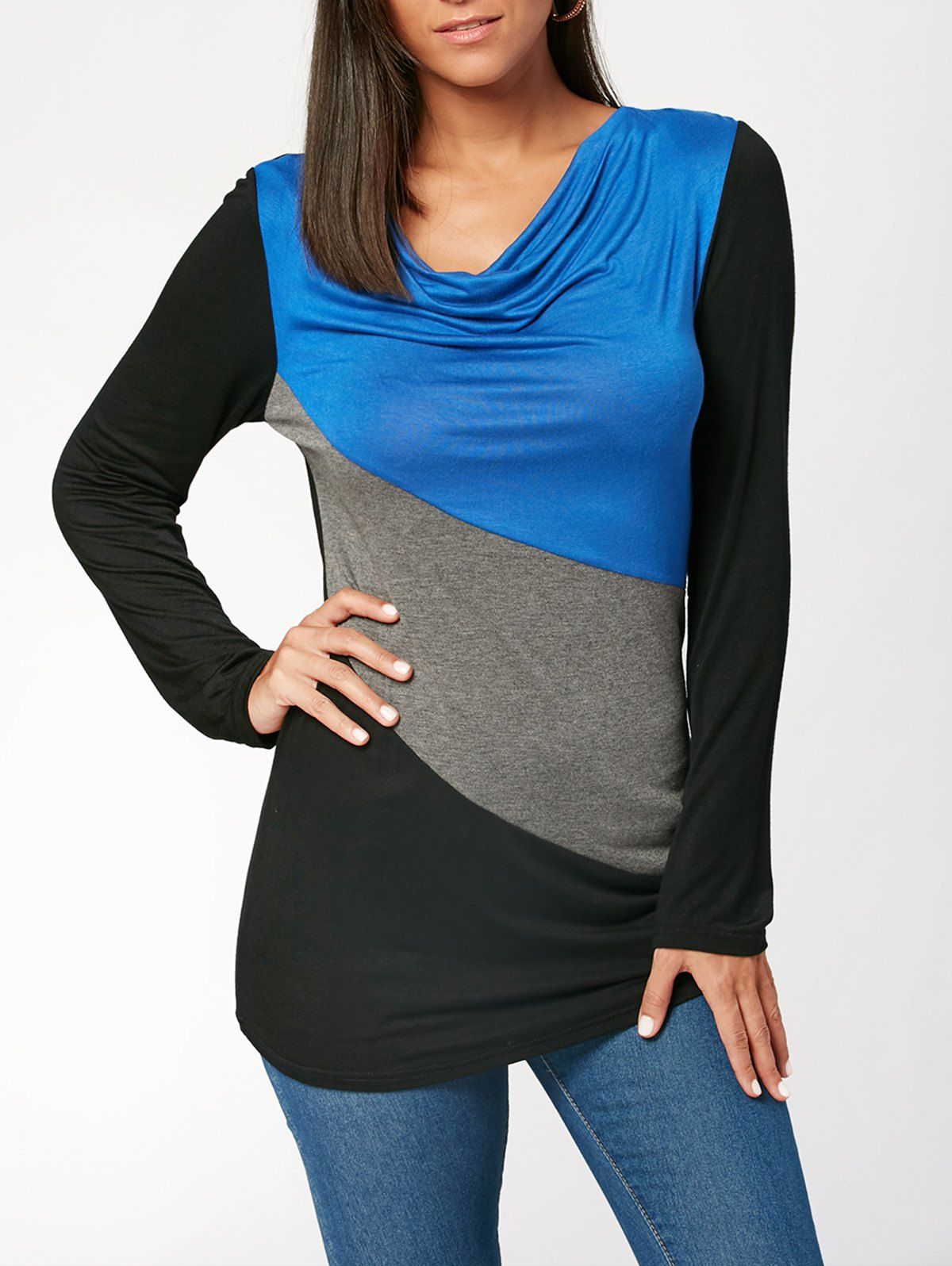

Long Sleeve T-shirt with Color Block, Colormix