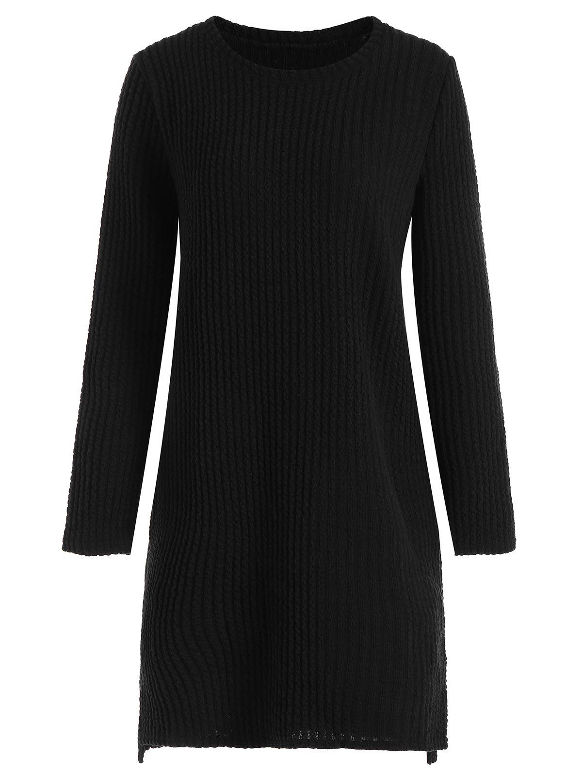 

Plus Size Ribbed Long Sleeve Sweater Dress, Black