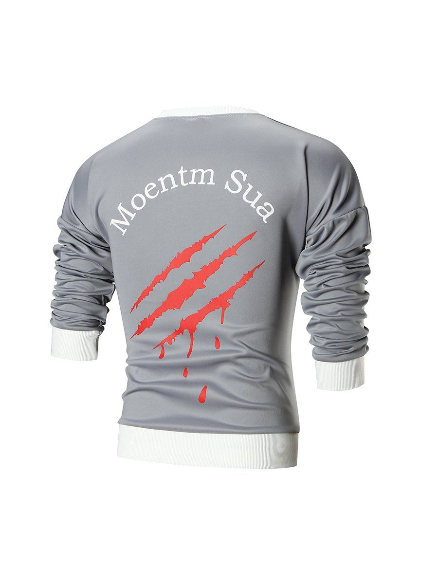

Offset Print Graphic Crew Neck Sweatshirt, Gray
