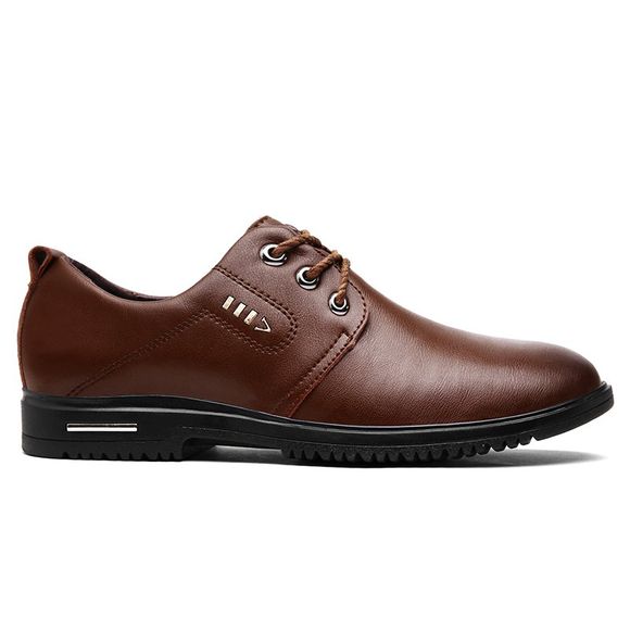 Faux Leather Stitching Metal Formal Shoes - Brun 40