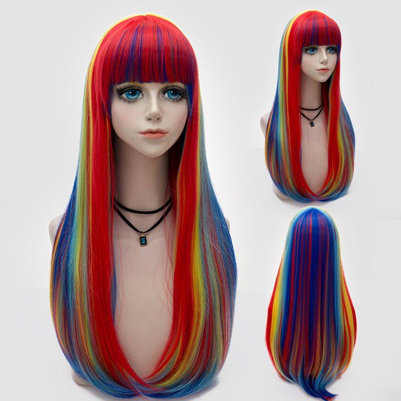 Full long. Самые лучшие парики. Wig long. Женский парик для радуги Дэш. Color Wig.