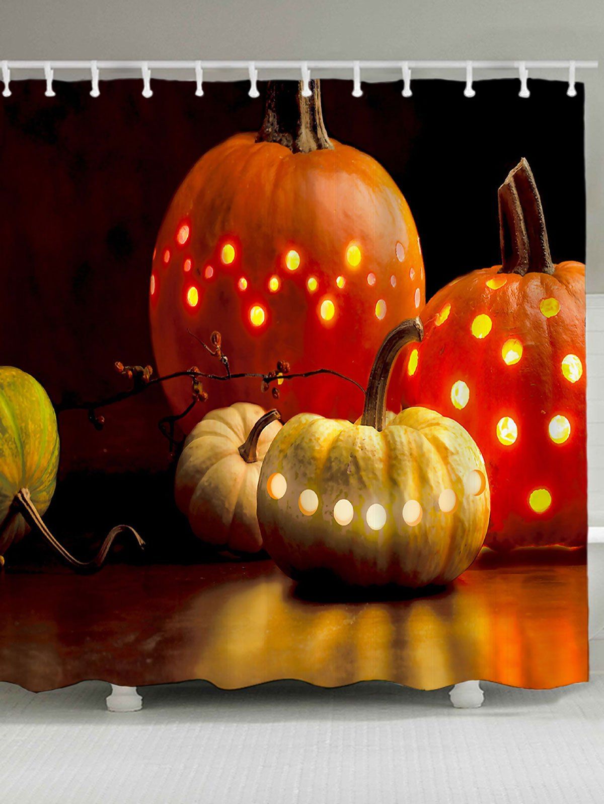 

Jack O Lantern Halloween Waterproof Bath Curtain, Orange