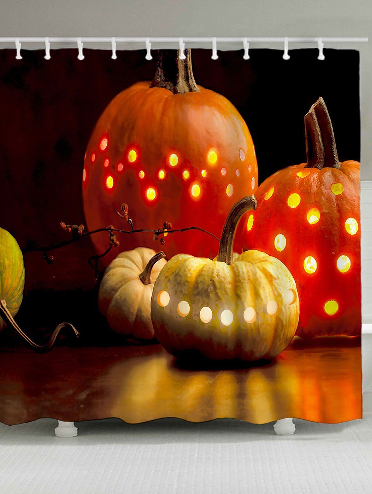 

Jack O Lantern Halloween Waterproof Bath Curtain, Orange