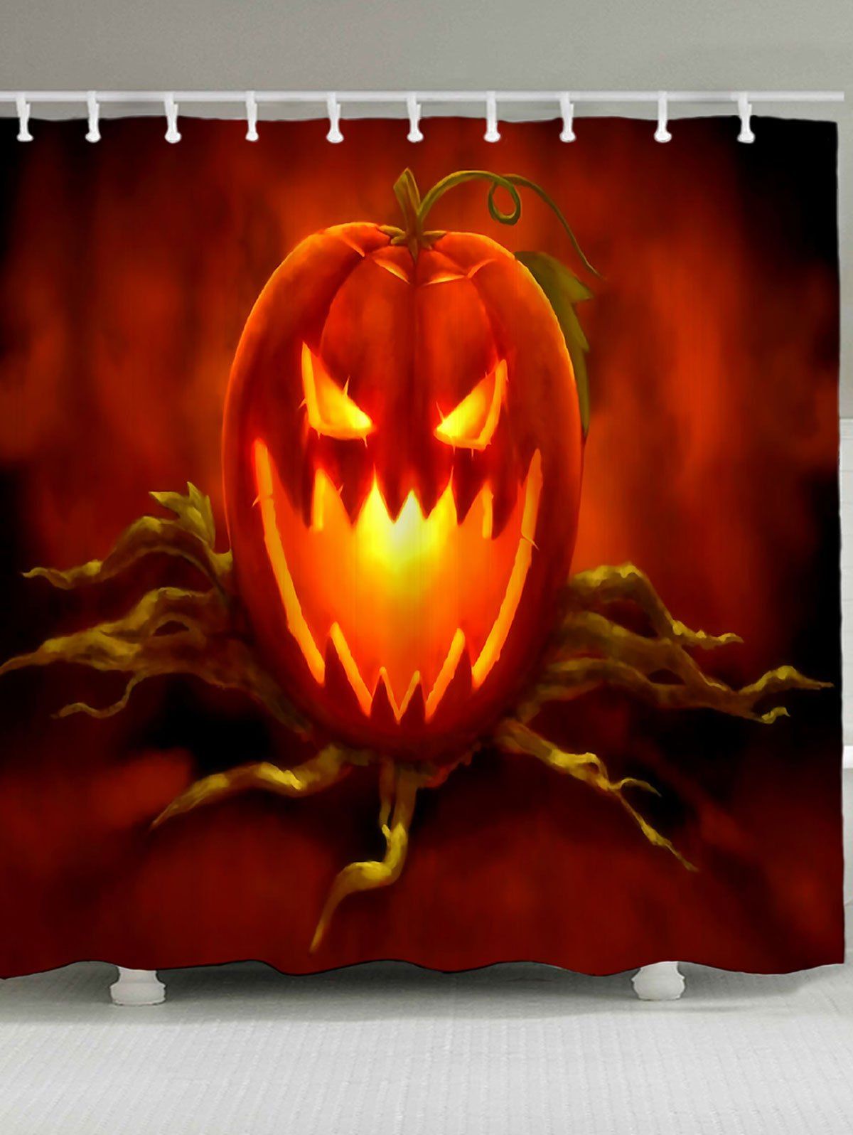

Pumpkin Lamp Waterproof Halloween Bath Curtain, Orange red