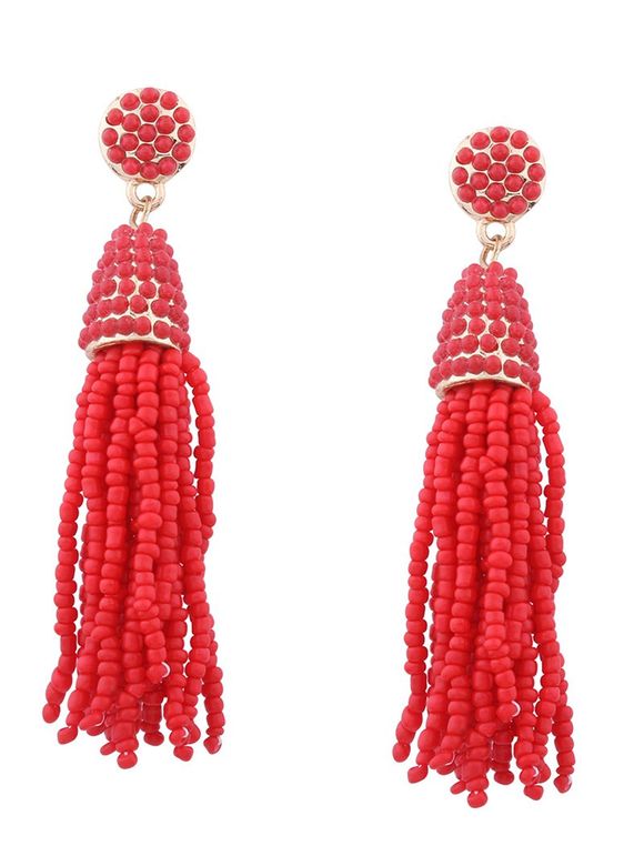 Boucles d'oreilles à perles en perles - Rouge 