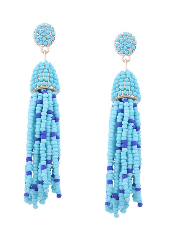 Boucles d'oreilles à perles en perles - Bleu 